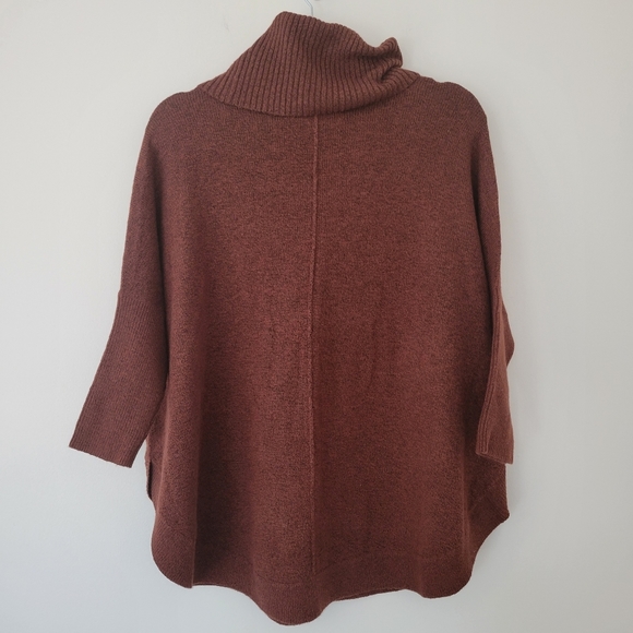 LOFT Turtleneck Slouchy Poncho Style Knit XS Demure Brown Mocha Mousse - Picture 3 of 8